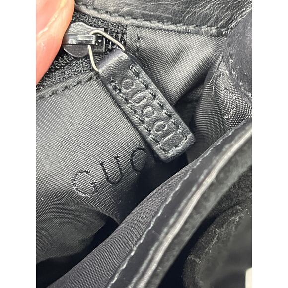 Gucci Black Suede Shoulder Bag 001 3266 Vintage Messenger Style Made In Italy - Picture 5 of 16
